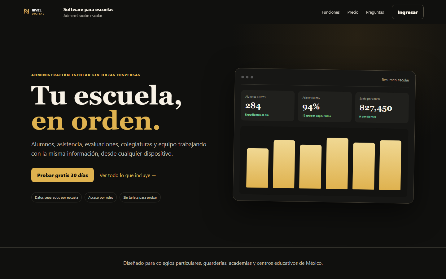 Vista real de la página de Software para escuelas